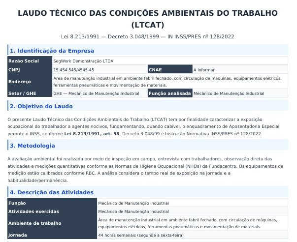 Prévia do exemplo de LTCAT